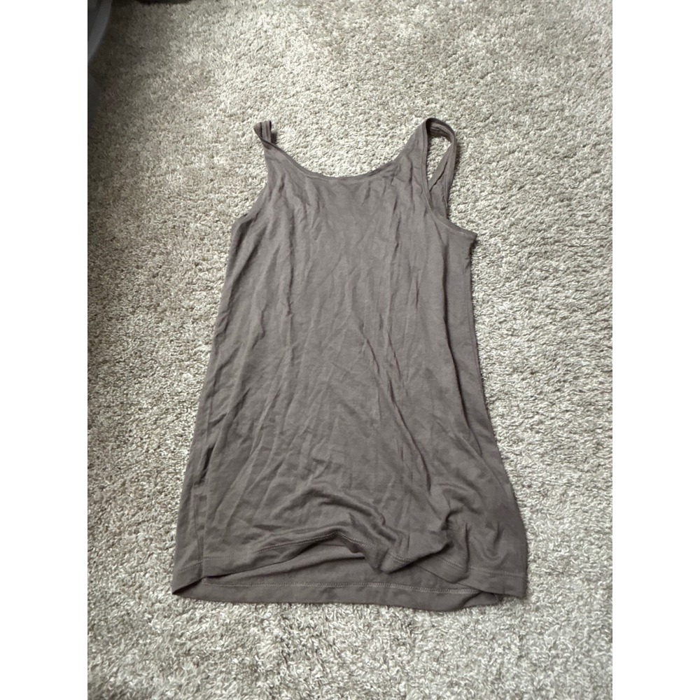Ann Taylor LOFT Taupe Brown Scoop Neck Tank Top Rayon Tencel Blend XS - Picture 3 of 8